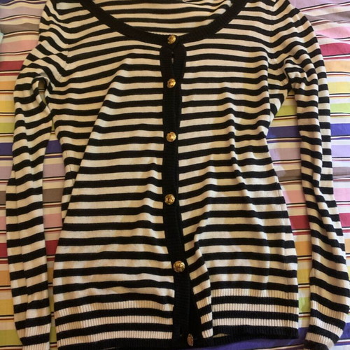 Numph nautical cardigan new, white-blue with gold buttons XS/S