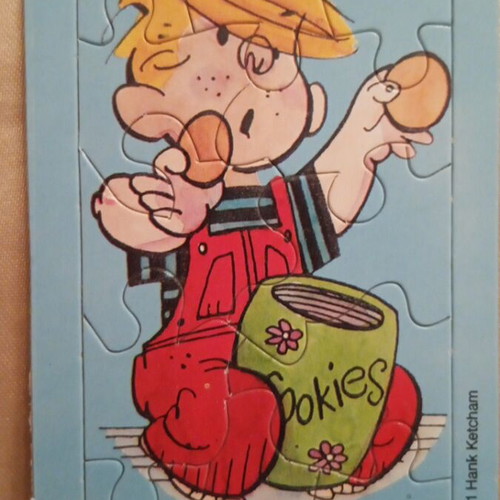 Dennis the Menace mini puzzles used, set of 4, 1991 collectible