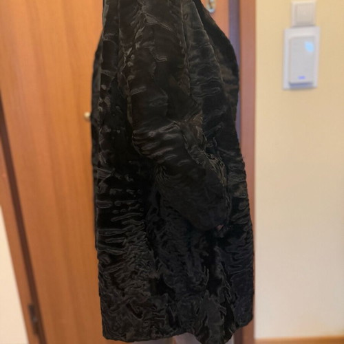 Women's coat natural astrakhan fur size large used, black
