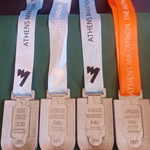 Collectible Set of 4 Consecutive Athens Marathon 5km Medals 2014-2017