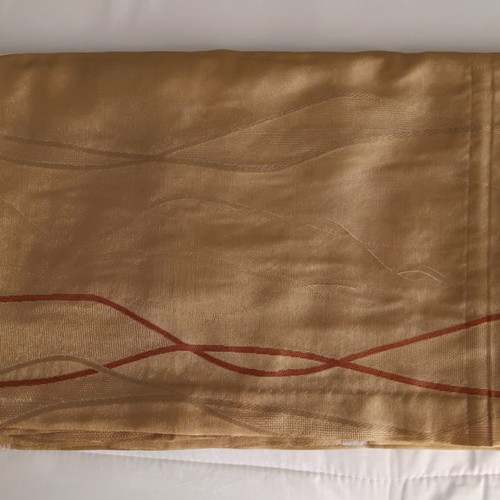 Curtain and Roman blind used, gold with ecru details