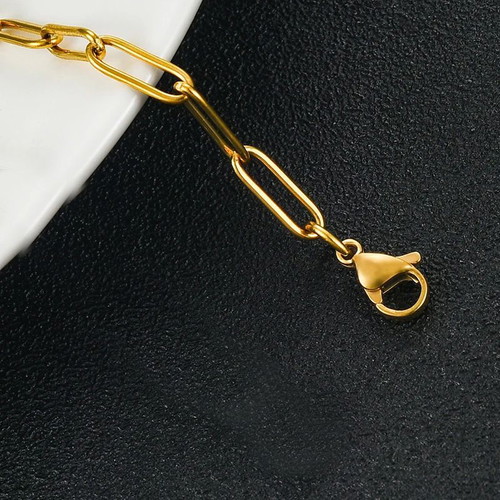 18K 5macro Gold Plated Necklace and Bracelet Set, Length 60cm and 20cm