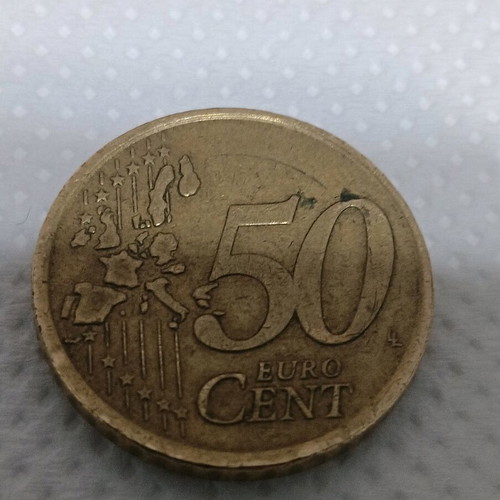 Italian 50 cent euro coin 2002 used with minting error