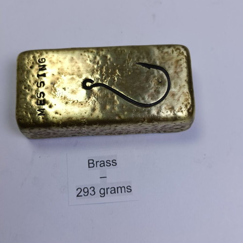 Brass bar used, 293 grams, collectible with hook stamp