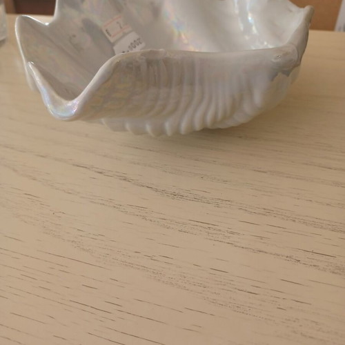 Ceramic decorative shell-shaped container used