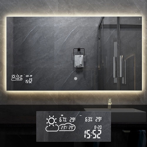 Smart Bathroom Mirror 80x60x2.2 with Infrared Heating and Weather Forecast