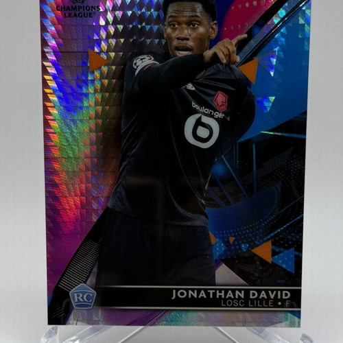 21-22 Topps Finest UCL Jonathan David Rookie Card Purple/Pink Vaporwave 85/125 like new