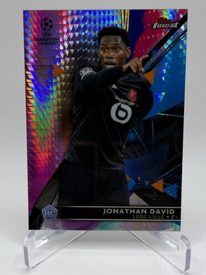 21-22 Topps Finest UCL Jonathan David Rookie Card Purple/Pink Vaporwave 85/125 like new
