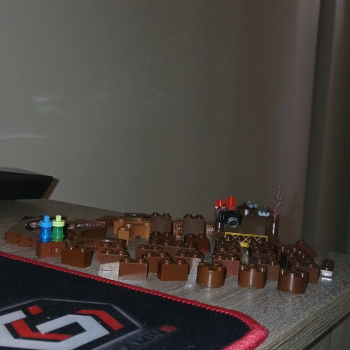 Brown building blocks, like new