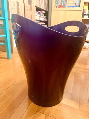 Plastic storage basket used, modern with handles purple
