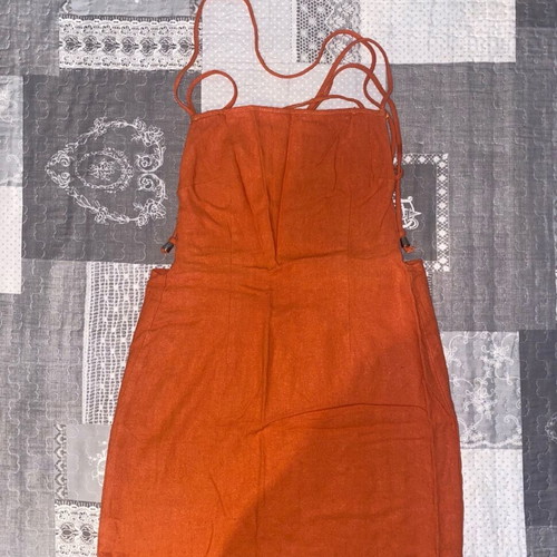 Bershka orange backless dress xs like new