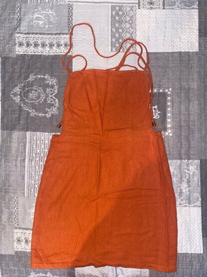 Bershka orange backless dress xs like new