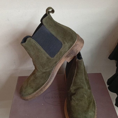 HERMAN SONS stylish ankle boots new, olive color, size 41