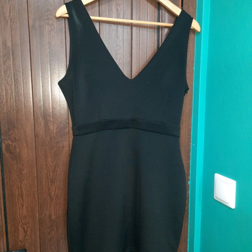 Stradivarius women's dress L like new, black, elastic with open back