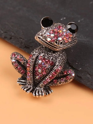 Women's frog brooch new, red