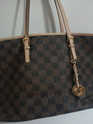 Michael Kors τσάντα ώμου shopping bag αχρησιμοποίητη καφέ με δερμάτινες λεπτομέρειες