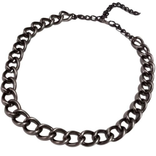 Short necklace wide chain silver-anthracite new