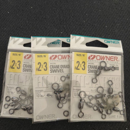 Owner Crane Oyako Swivel 52480 double fishing swivels new, pack of 3