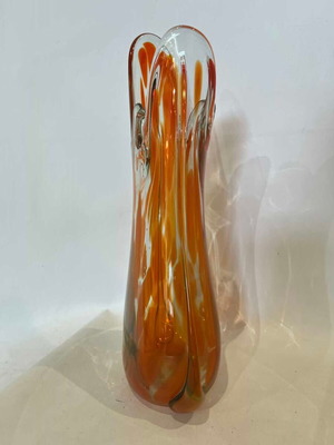 Vintage Murano βάζο δεκαετίας '70 με πορτοκαλί σχέδιο splash μεταχειρισμένο