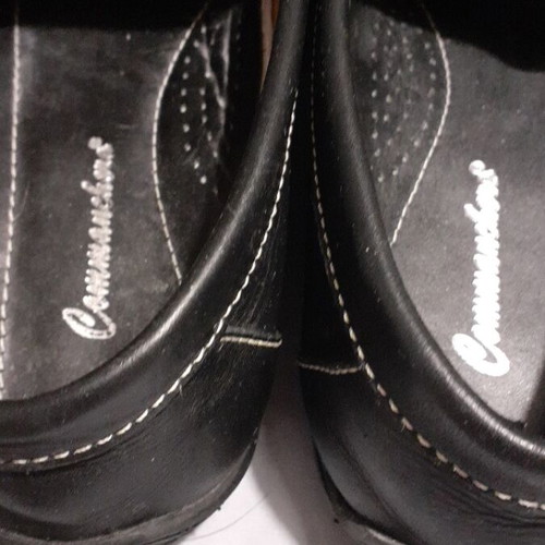 Leather moccasin shoes, size 44, black