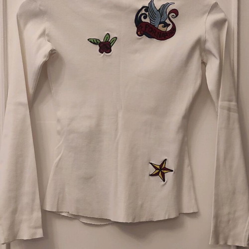 Fornarina long-sleeve blouse size S like new, white embroidered