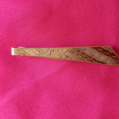 Vintage gold 14k carved tie pin with GT engraving