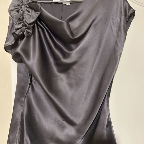 Valentino S.p.A. Silk Blouse New, Size IT 44 Medium, Gray