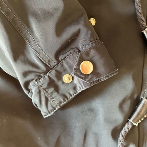 Zara black parka with blue satin lining and detachable hood size L