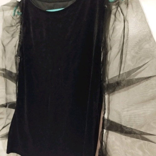 Velvet blouse with puffy transparent sleeves new, Authentic, size L