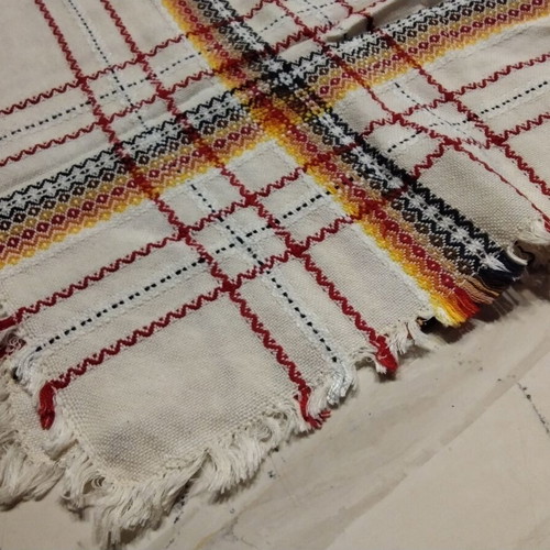 Handwoven tablecloth with fringes 80x80, new
