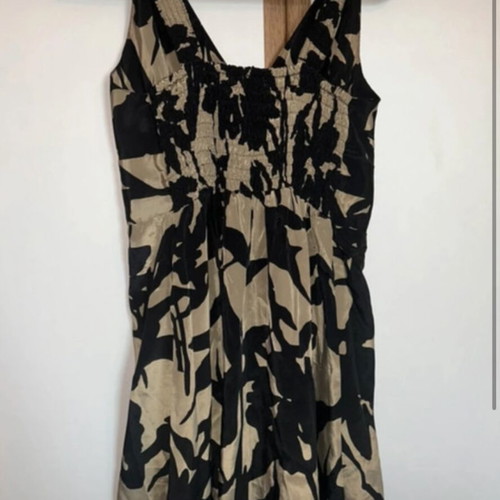 Acai silk mini dress S/M like new, black and gold