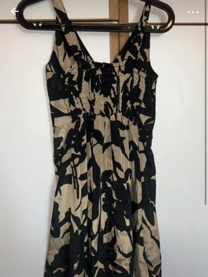 Acai silk mini dress S/M like new, black and gold