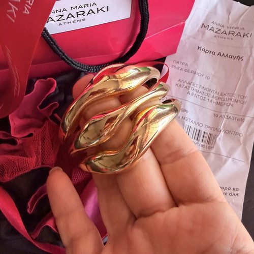 Anna Maria Mazaraki Gold Triple Cuff Bracelet new with packaging