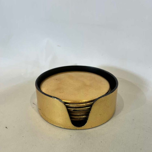 Set of 7 gold coasters with base, Inart 4x11.5