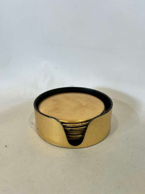Set of 7 gold coasters with base, Inart 4x11.5