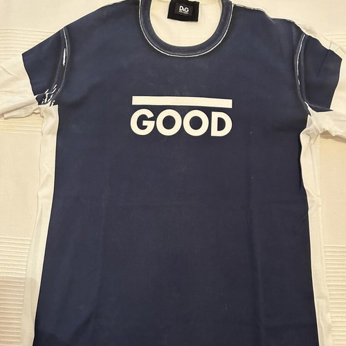 D&G men's T-shirt, white and blue, size L