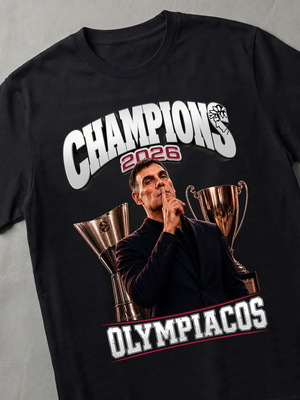 Olympiacos Bartzokas Champion 2026 T-shirt new, black, cotton