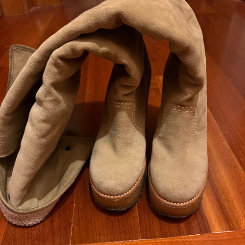 See by Chloe beige suede women's boots used with inner fur, platform