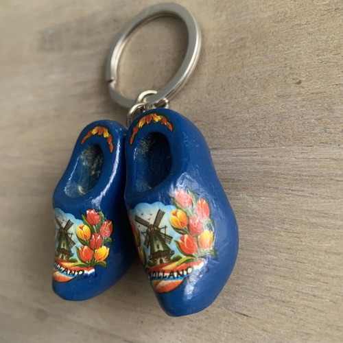 Wooden Keychain in Dutch Clogs Shape New