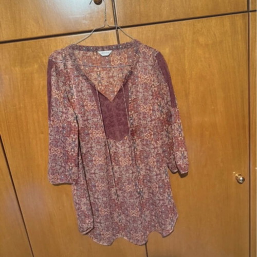 Boho indigo blouse used, one size, red