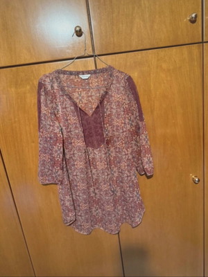 Boho indigo blouse used, one size, red