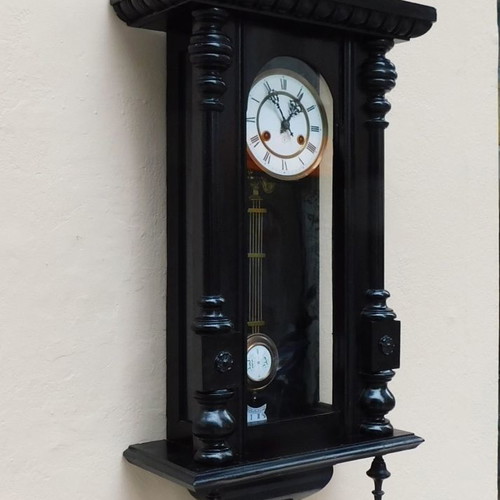 Junghans wooden wall clock neoclassical style, about 130 years old