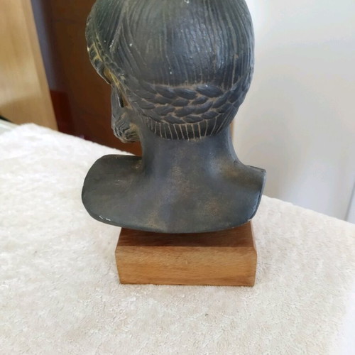 Poseidon alabaster bust with green patina
