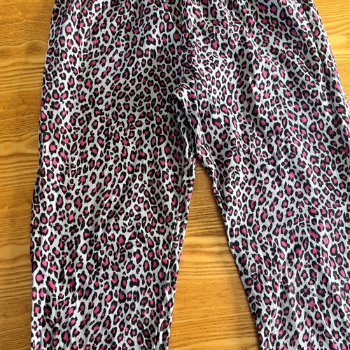 Helios women's pyjama pants, leopard print fuchsia and grey, size Large