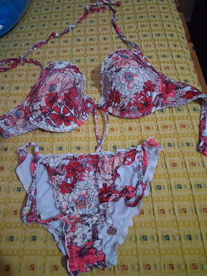 H&M Floral Bikini Set like new, Push-Up Top 80C & Slip 38