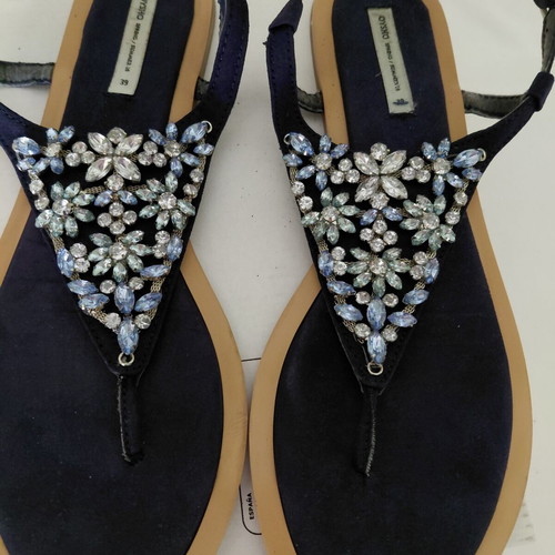 Oysho sandals with Swarovski stones used, size 39, blue