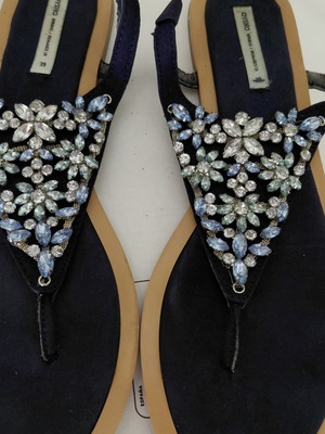 Oysho sandals with Swarovski stones used, size 39, blue