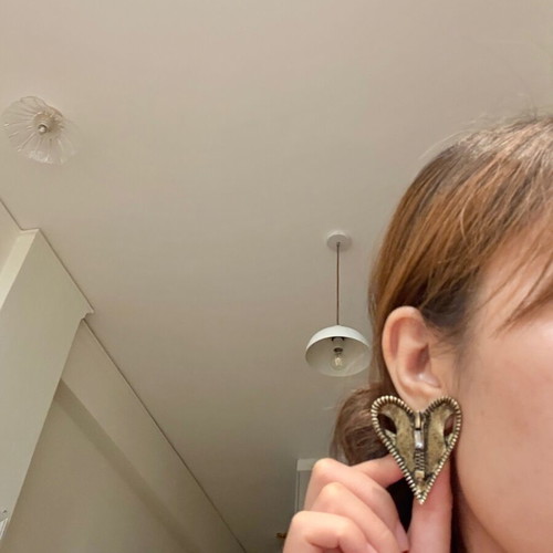 Vintage Style Bronze Large Heart Zipper Clip On Earring new