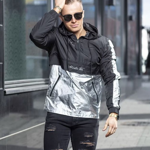Mister Tee Reflective Windbreaker new, silver, sizes S M XL