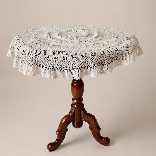 Vintage handmade round crochet tablecloth 65x65 cm used
